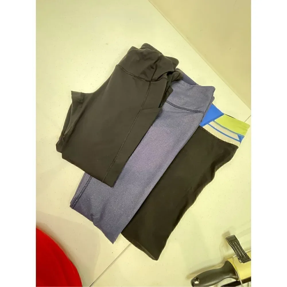 Lululemon women’s three 3 pair leggings capris black blue lot bundle
